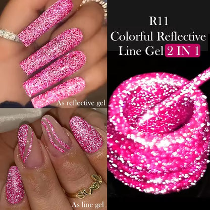 LILYCUTE 5ML Reflective Glitter Liner Gel Polish Nail Art Champagne Sparkling Lines Painting Gel Semi Permanent UV French Nails