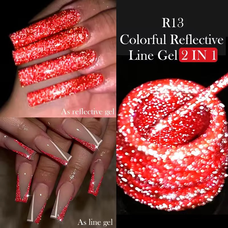 LILYCUTE 5ML Reflective Glitter Liner Gel Polish Nail Art Champagne Sparkling Lines Painting Gel Semi Permanent UV French Nails