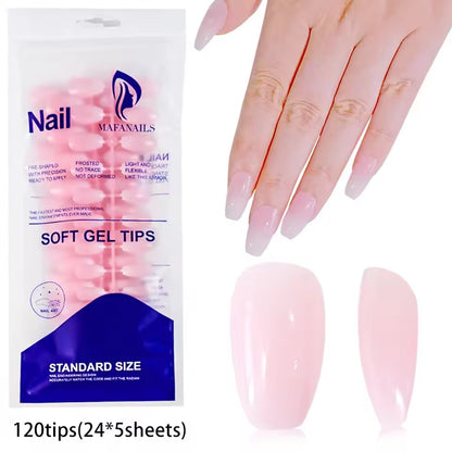 120pcs Pink French Tip Press-On Nails Medium Length Square Shape With Glossy Finish False Nails Full Cover Pre-Shaped Fake Nails