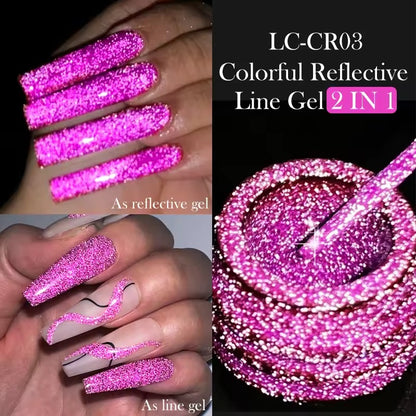 LILYCUTE 5ML Reflective Glitter Liner Gel Polish Nail Art Champagne Sparkling Lines Painting Gel Semi Permanent UV French Nails