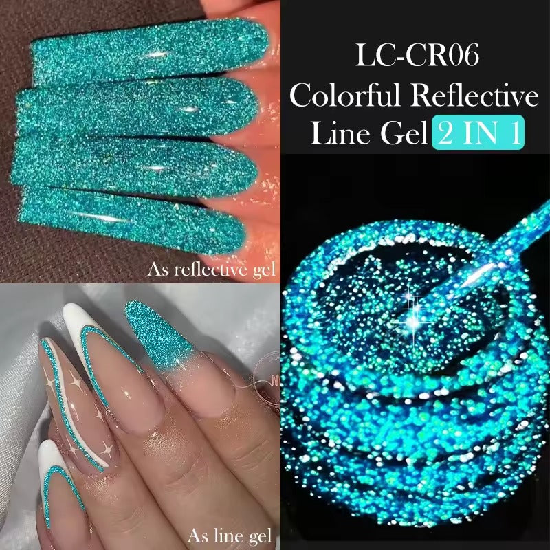 LILYCUTE 5ML Reflective Glitter Liner Gel Polish Nail Art Champagne Sparkling Lines Painting Gel Semi Permanent UV French Nails