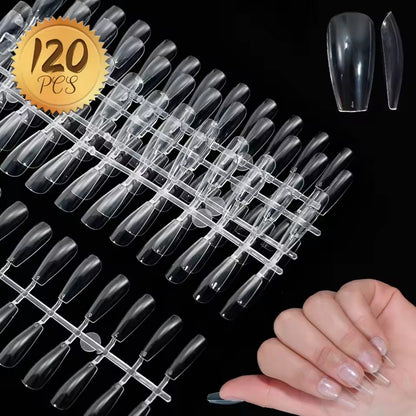 120pcs Pink French Tip Press-On Nails Medium Length Square Shape With Glossy Finish False Nails Full Cover Pre-Shaped Fake Nails