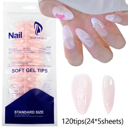 120pcs Pink French Tip Press-On Nails Medium Length Square Shape With Glossy Finish False Nails Full Cover Pre-Shaped Fake Nails