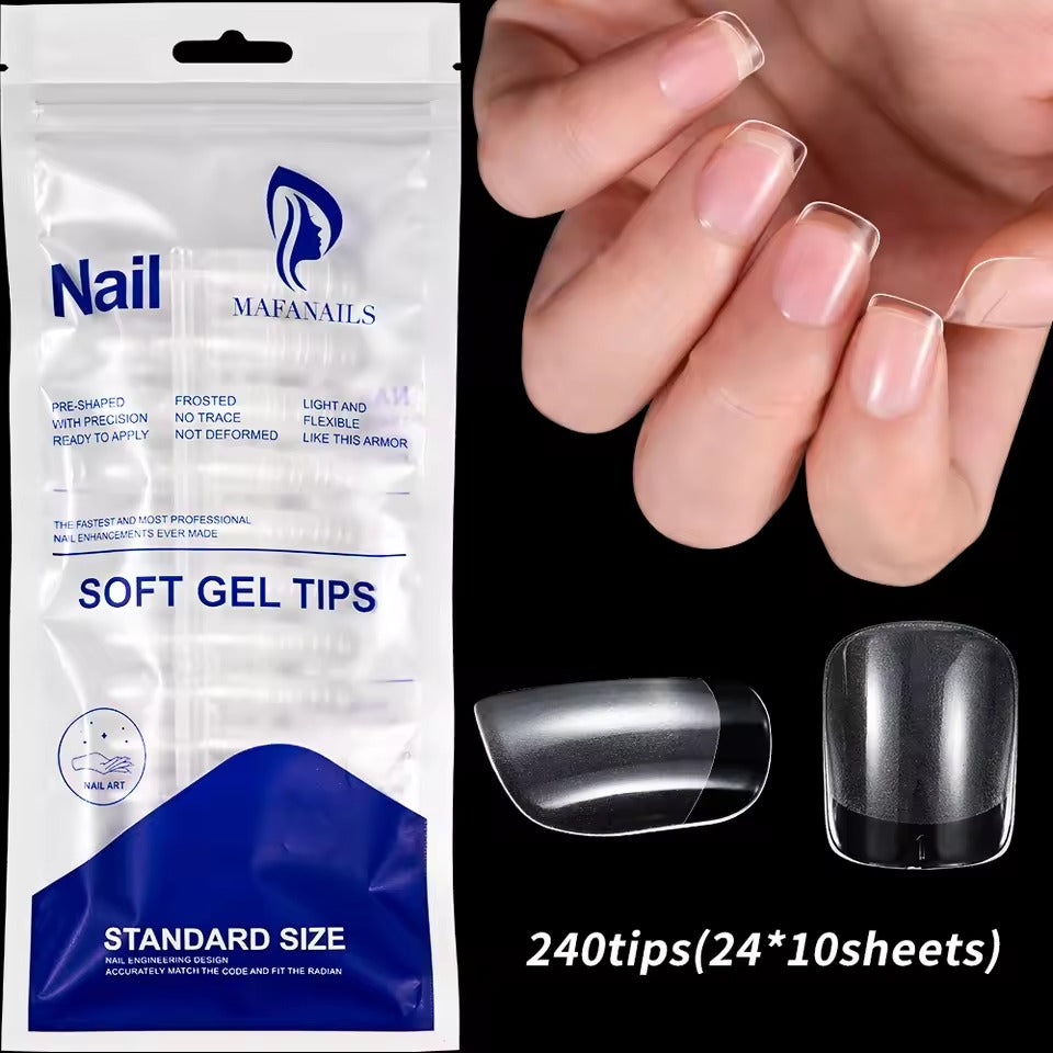 120pcs Pink French Tip Press-On Nails Medium Length Square Shape With Glossy Finish False Nails Full Cover Pre-Shaped Fake Nails