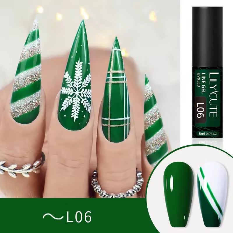 LILYCUTE 5ML Reflective Glitter Liner Gel Polish Nail Art Champagne Sparkling Lines Painting Gel Semi Permanent UV French Nails