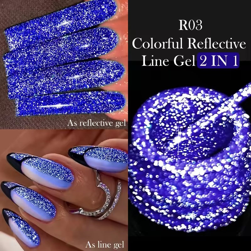 LILYCUTE 5ML Reflective Glitter Liner Gel Polish Nail Art Champagne Sparkling Lines Painting Gel Semi Permanent UV French Nails