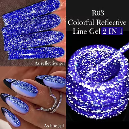 LILYCUTE 5ML Reflective Glitter Liner Gel Polish Nail Art Champagne Sparkling Lines Painting Gel Semi Permanent UV French Nails