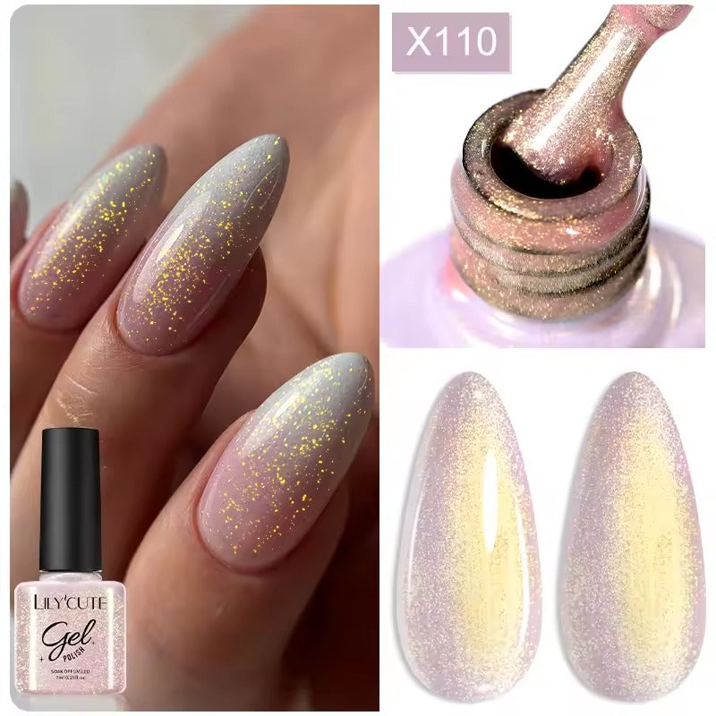 LILYCUTE 5ML Reflective Glitter Liner Gel Polish Nail Art Champagne Sparkling Lines Painting Gel Semi Permanent UV French Nails