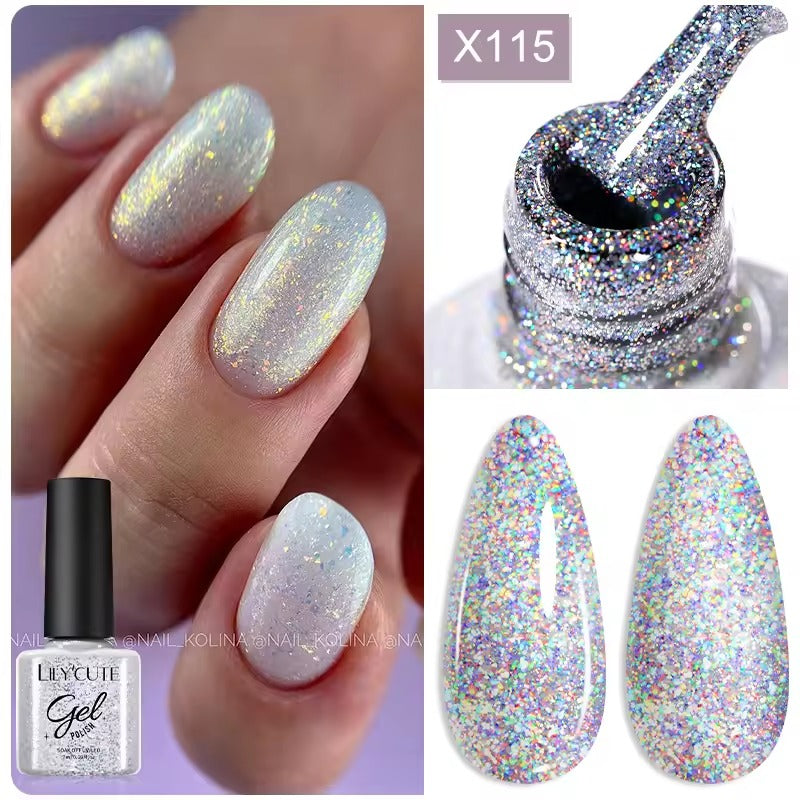 LILYCUTE 5ML Reflective Glitter Liner Gel Polish Nail Art Champagne Sparkling Lines Painting Gel Semi Permanent UV French Nails