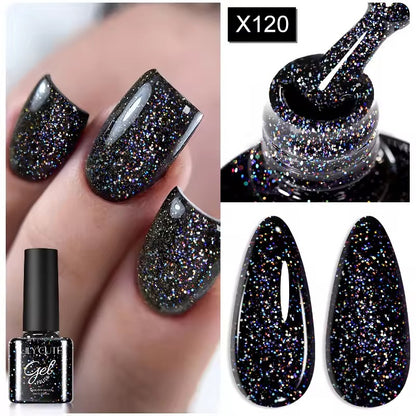 LILYCUTE 5ML Reflective Glitter Liner Gel Polish Nail Art Champagne Sparkling Lines Painting Gel Semi Permanent UV French Nails