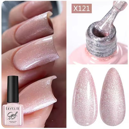 LILYCUTE 5ML Reflective Glitter Liner Gel Polish Nail Art Champagne Sparkling Lines Painting Gel Semi Permanent UV French Nails