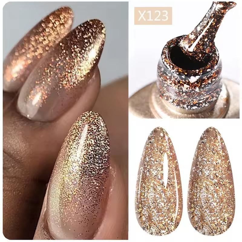 LILYCUTE 5ML Reflective Glitter Liner Gel Polish Nail Art Champagne Sparkling Lines Painting Gel Semi Permanent UV French Nails