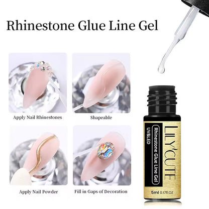 LILYCUTE 5ML Reflective Glitter Liner Gel Polish Nail Art Champagne Sparkling Lines Painting Gel Semi Permanent UV French Nails