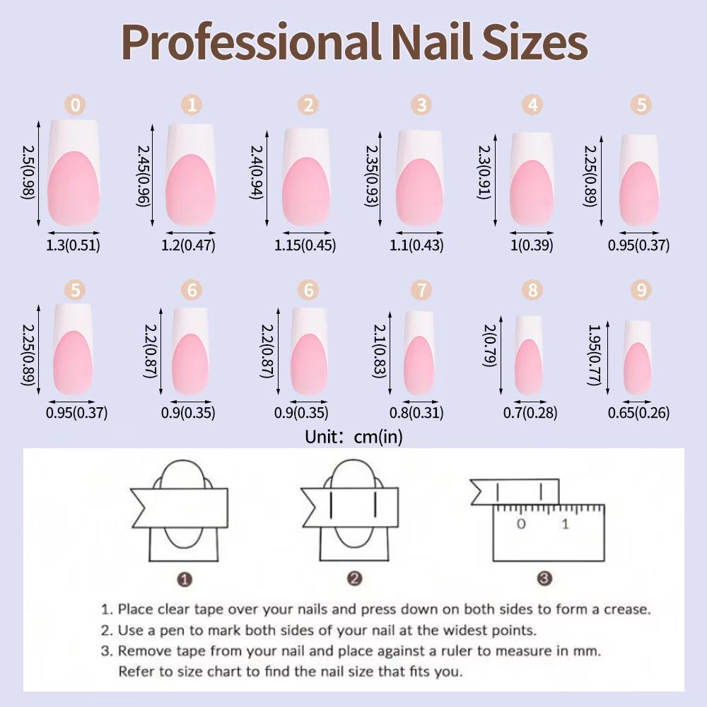 120pcs Pink French Tip Press-On Nails Medium Length Square Shape With Glossy Finish False Nails Full Cover Pre-Shaped Fake Nails