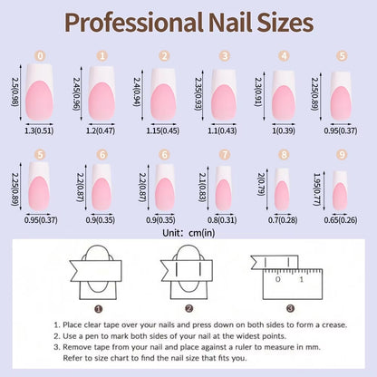 120pcs Pink French Tip Press-On Nails Medium Length Square Shape With Glossy Finish False Nails Full Cover Pre-Shaped Fake Nails