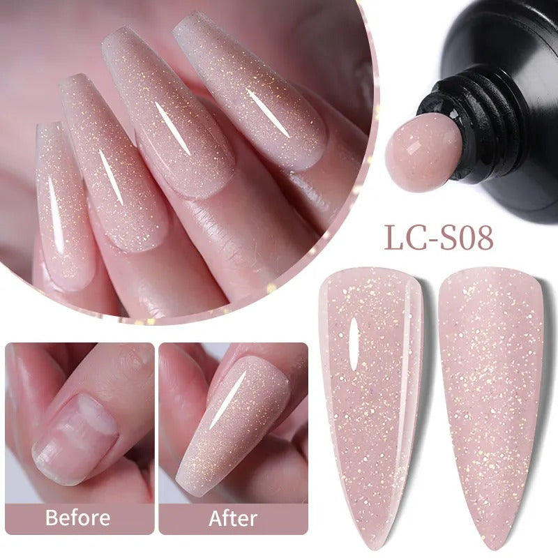 LILYCUTE 10 ml Quick Extension Gel Nail Polish Nude Pink Glitter For Nails Finger Prolong Soak Off Semi Permanent Nail Art Gel