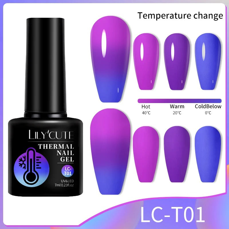 LILYCUTE 7ml 3-layers Temperature Color Changing Gel Nail Polish Long Lasting Soak Off UV Chameleon Thermal Gel Nail Art Varnish