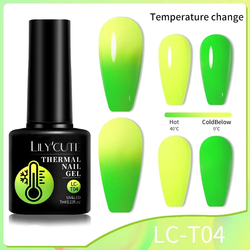 LILYCUTE 7ml 3-layers Temperature Color Changing Gel Nail Polish Long Lasting Soak Off UV Chameleon Thermal Gel Nail Art Varnish