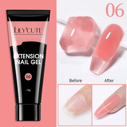 LILYCUTE 10 ml Quick Extension Gel Nail Polish Nude Pink Glitter For Nails Finger Prolong Soak Off Semi Permanent Nail Art Gel