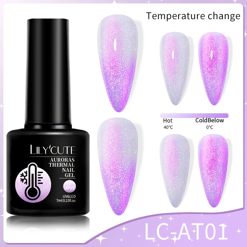 LILYCUTE 7ml 3-layers Temperature Color Changing Gel Nail Polish Long Lasting Soak Off UV Chameleon Thermal Gel Nail Art Varnish