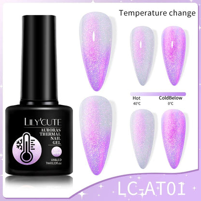 LILYCUTE 7ml 3-layers Temperature Color Changing Gel Nail Polish Long Lasting Soak Off UV Chameleon Thermal Gel Nail Art Varnish