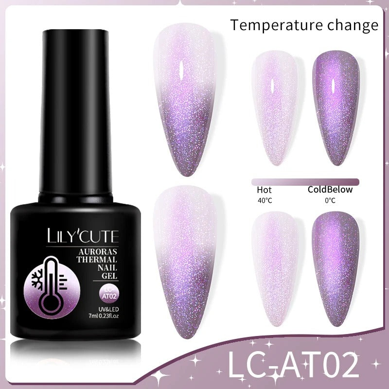 LILYCUTE 7ml 3-layers Temperature Color Changing Gel Nail Polish Long Lasting Soak Off UV Chameleon Thermal Gel Nail Art Varnish