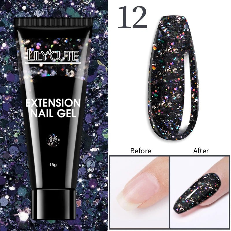 LILYCUTE 10 ml Quick Extension Gel Nail Polish Nude Pink Glitter For Nails Finger Prolong Soak Off Semi Permanent Nail Art Gel