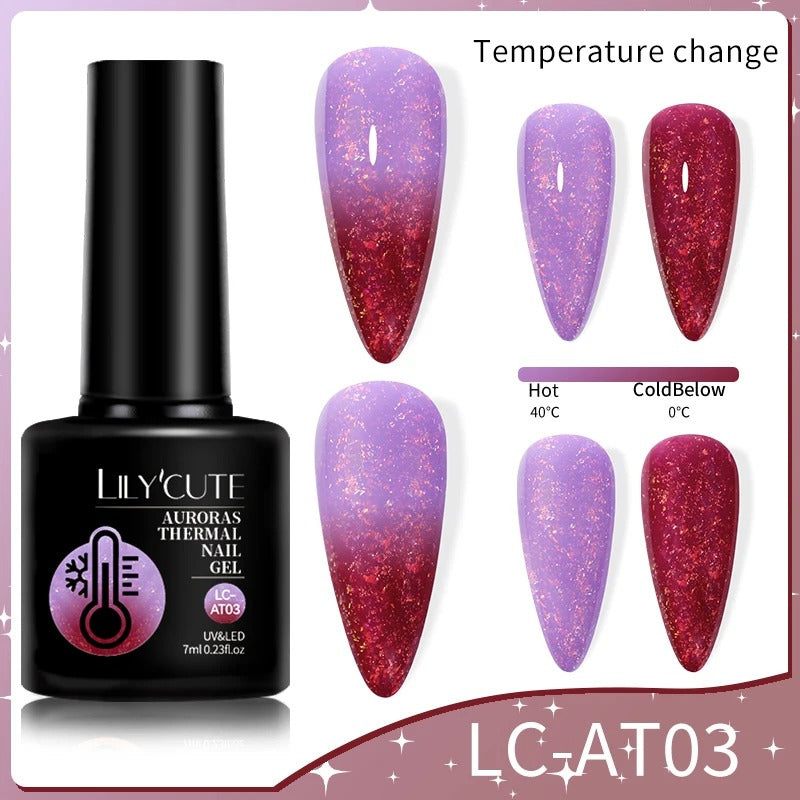 LILYCUTE 7ml 3-layers Temperature Color Changing Gel Nail Polish Long Lasting Soak Off UV Chameleon Thermal Gel Nail Art Varnish