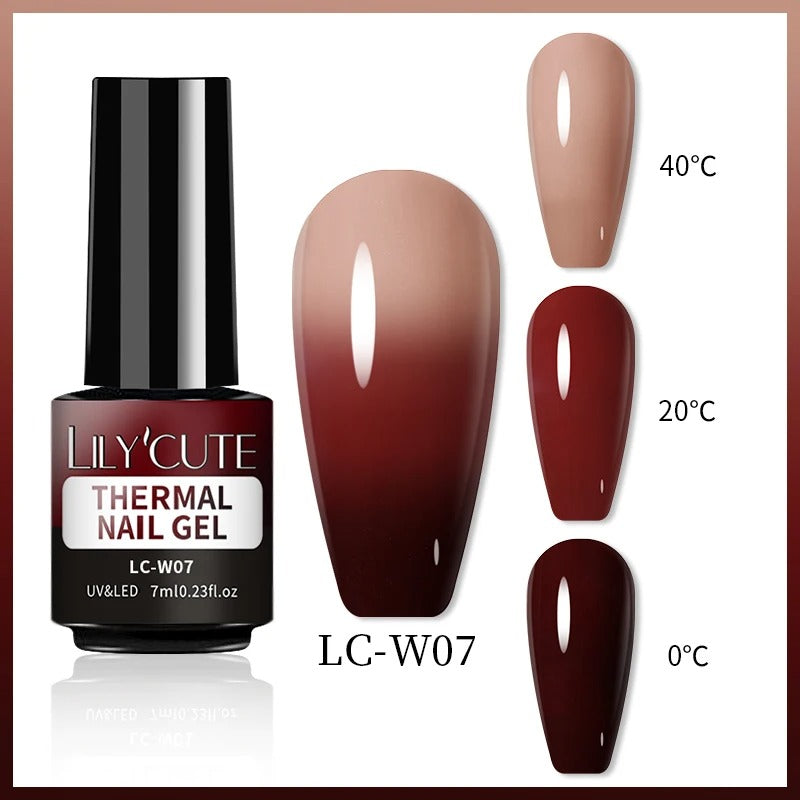 LILYCUTE Thermal Gel Nail Polish 3 Layers Temperature Shiny Color Changing Semi Permanent Soak Off UV Nail Gel Polish Varnish