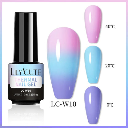 LILYCUTE Thermal Gel Nail Polish 3 Layers Temperature Shiny Color Changing Semi Permanent Soak Off UV Nail Gel Polish Varnish