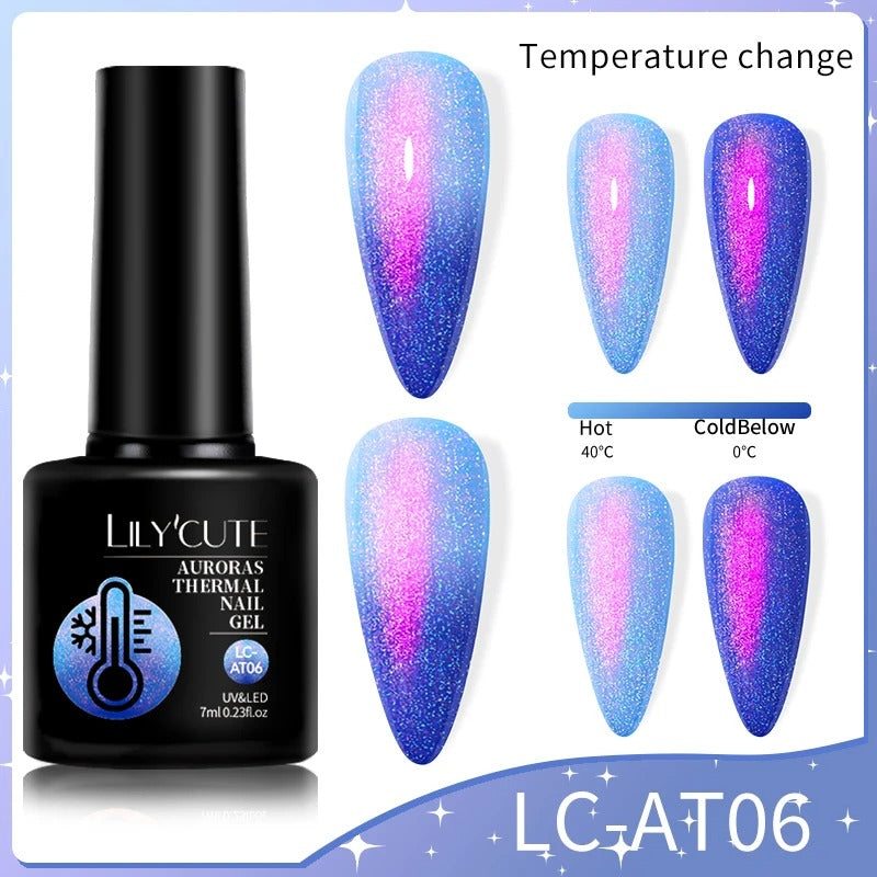 LILYCUTE 7ml 3-layers Temperature Color Changing Gel Nail Polish Long Lasting Soak Off UV Chameleon Thermal Gel Nail Art Varnish