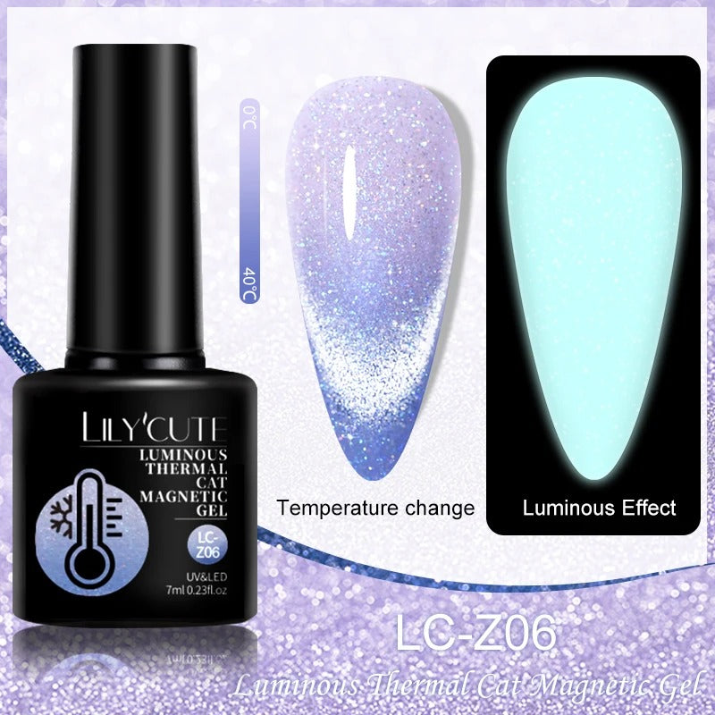 LILYCUTE 7ml 3-layers Temperature Color Changing Gel Nail Polish Long Lasting Soak Off UV Chameleon Thermal Gel Nail Art Varnish