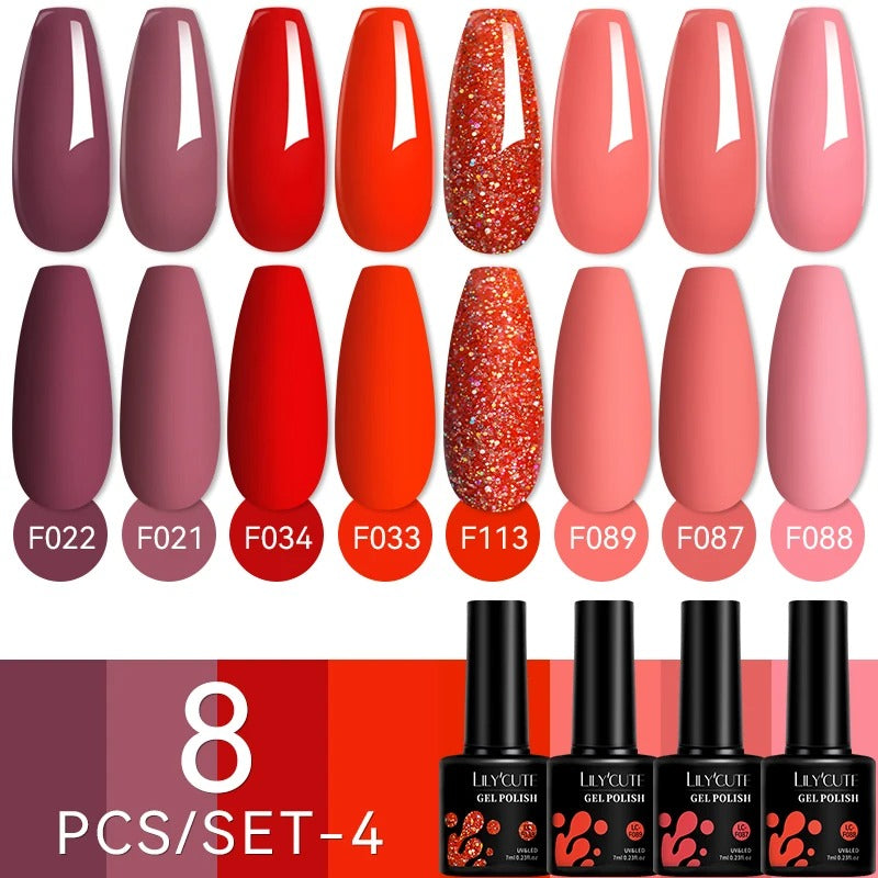 12PCs 7ml Nude Brown Red Nail Gel Polish Set Semi Permanent UV Gel For Nail Art Manicure Soak Off Gel Nail Polish Kit