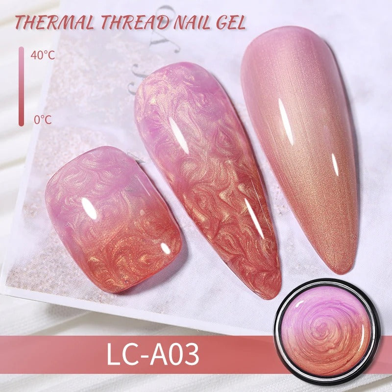 LILYCUTE Thermal Gel Nail Polish 3 Layers Temperature Shiny Color Changing Semi Permanent Soak Off UV Nail Gel Polish Varnish