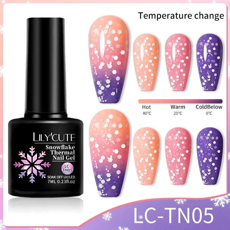 LILYCUTE Thermal Gel Nail Polish 3 Layers Temperature Shiny Color Changing Semi Permanent Soak Off UV Nail Gel Polish Varnish