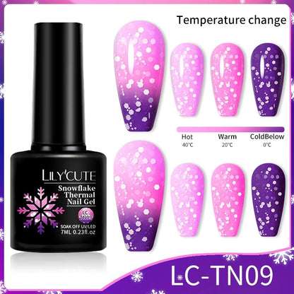 LILYCUTE Thermal Gel Nail Polish 3 Layers Temperature Shiny Color Changing Semi Permanent Soak Off UV Nail Gel Polish Varnish