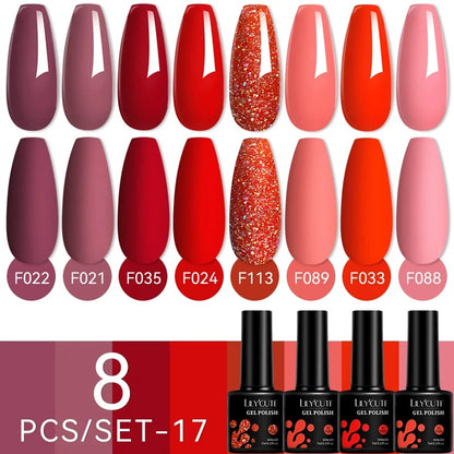 12PCs 7ml Nude Brown Red Nail Gel Polish Set Semi Permanent UV Gel For Nail Art Manicure Soak Off Gel Nail Polish Kit