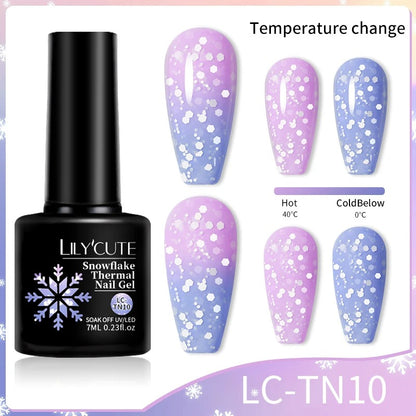 LILYCUTE Thermal Gel Nail Polish 3 Layers Temperature Shiny Color Changing Semi Permanent Soak Off UV Nail Gel Polish Varnish