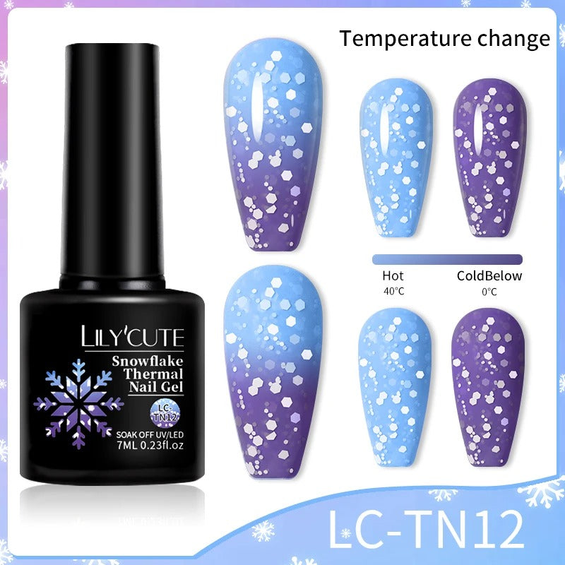 LILYCUTE Thermal Gel Nail Polish 3 Layers Temperature Shiny Color Changing Semi Permanent Soak Off UV Nail Gel Polish Varnish