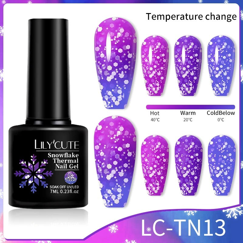 LILYCUTE Thermal Gel Nail Polish 3 Layers Temperature Shiny Color Changing Semi Permanent Soak Off UV Nail Gel Polish Varnish