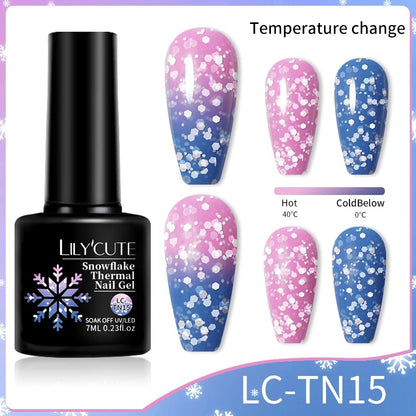 LILYCUTE Thermal Gel Nail Polish 3 Layers Temperature Shiny Color Changing Semi Permanent Soak Off UV Nail Gel Polish Varnish