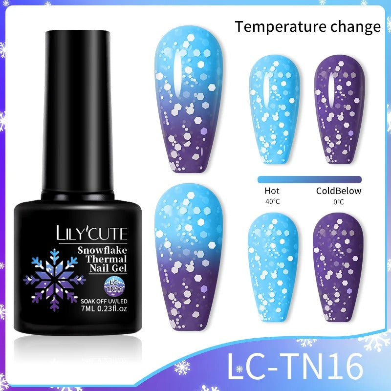 LILYCUTE Thermal Gel Nail Polish 3 Layers Temperature Shiny Color Changing Semi Permanent Soak Off UV Nail Gel Polish Varnish