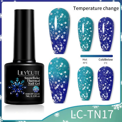 LILYCUTE Thermal Gel Nail Polish 3 Layers Temperature Shiny Color Changing Semi Permanent Soak Off UV Nail Gel Polish Varnish