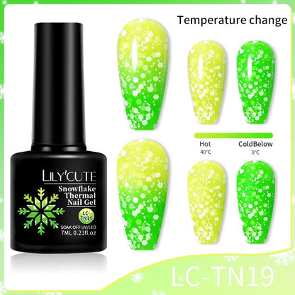 LILYCUTE Thermal Gel Nail Polish 3 Layers Temperature Shiny Color Changing Semi Permanent Soak Off UV Nail Gel Polish Varnish