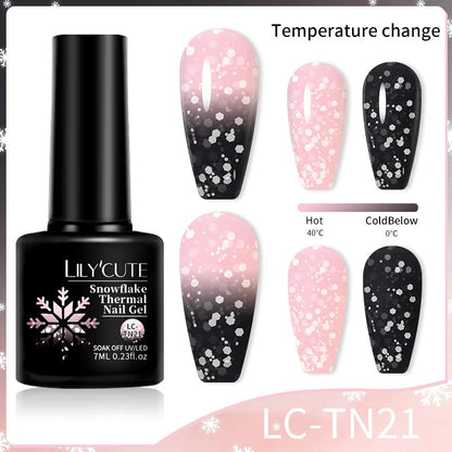 LILYCUTE Thermal Gel Nail Polish 3 Layers Temperature Shiny Color Changing Semi Permanent Soak Off UV Nail Gel Polish Varnish