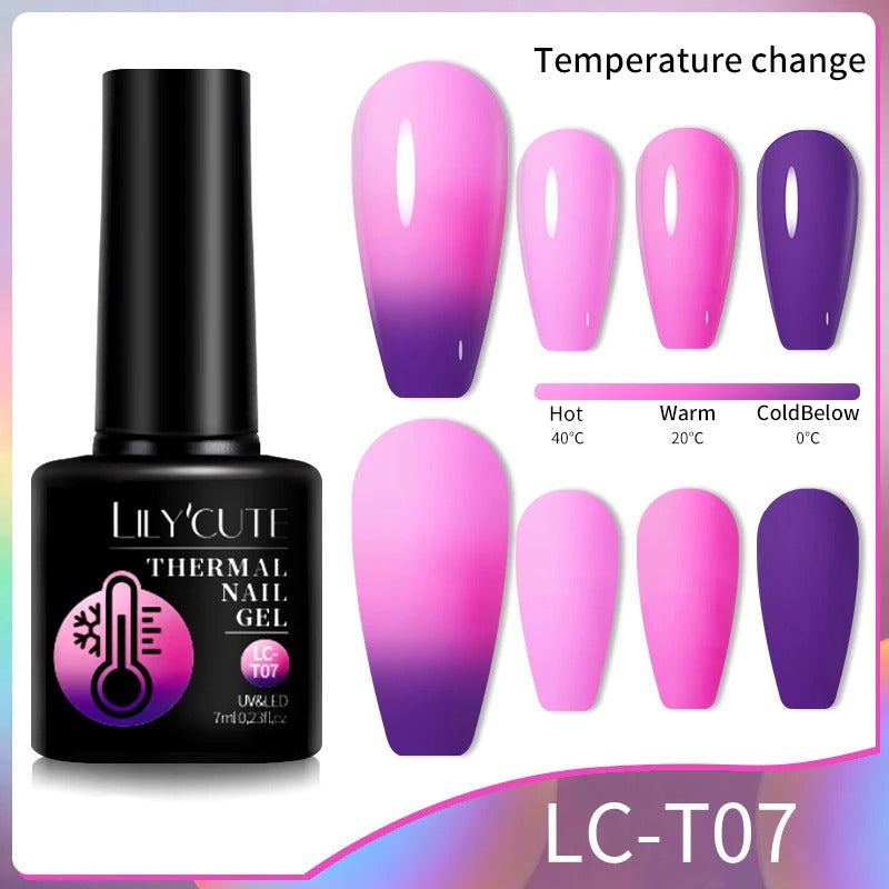 LILYCUTE 7ml 3-layers Temperature Color Changing Gel Nail Polish Long Lasting Soak Off UV Chameleon Thermal Gel Nail Art Varnish