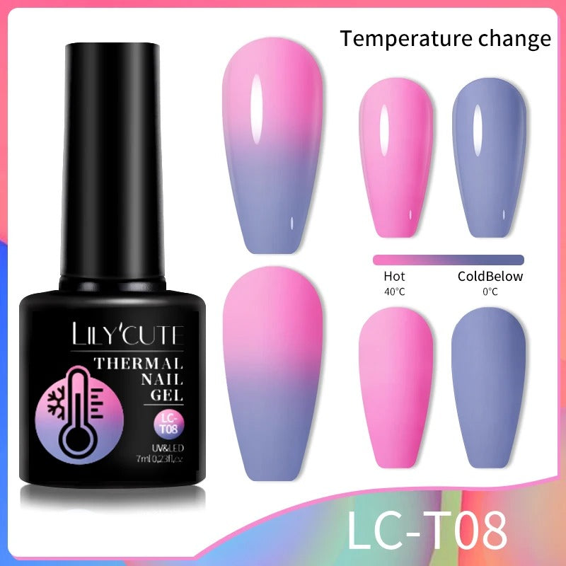 LILYCUTE 7ml 3-layers Temperature Color Changing Gel Nail Polish Long Lasting Soak Off UV Chameleon Thermal Gel Nail Art Varnish